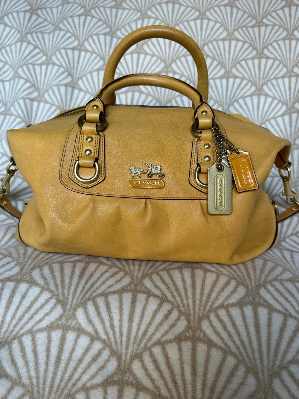 Coach Mustard Yellow Leather Satchel with Tags